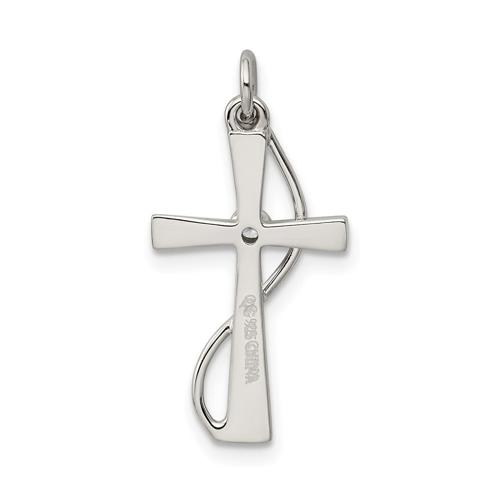 Sterling Silver Rhodium-plated CZ Cross Pendant