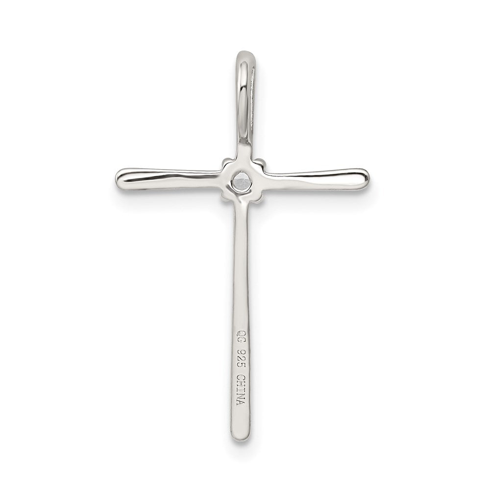 Sterling Silver Rhodium-plated CZ Cross Slide Pendant