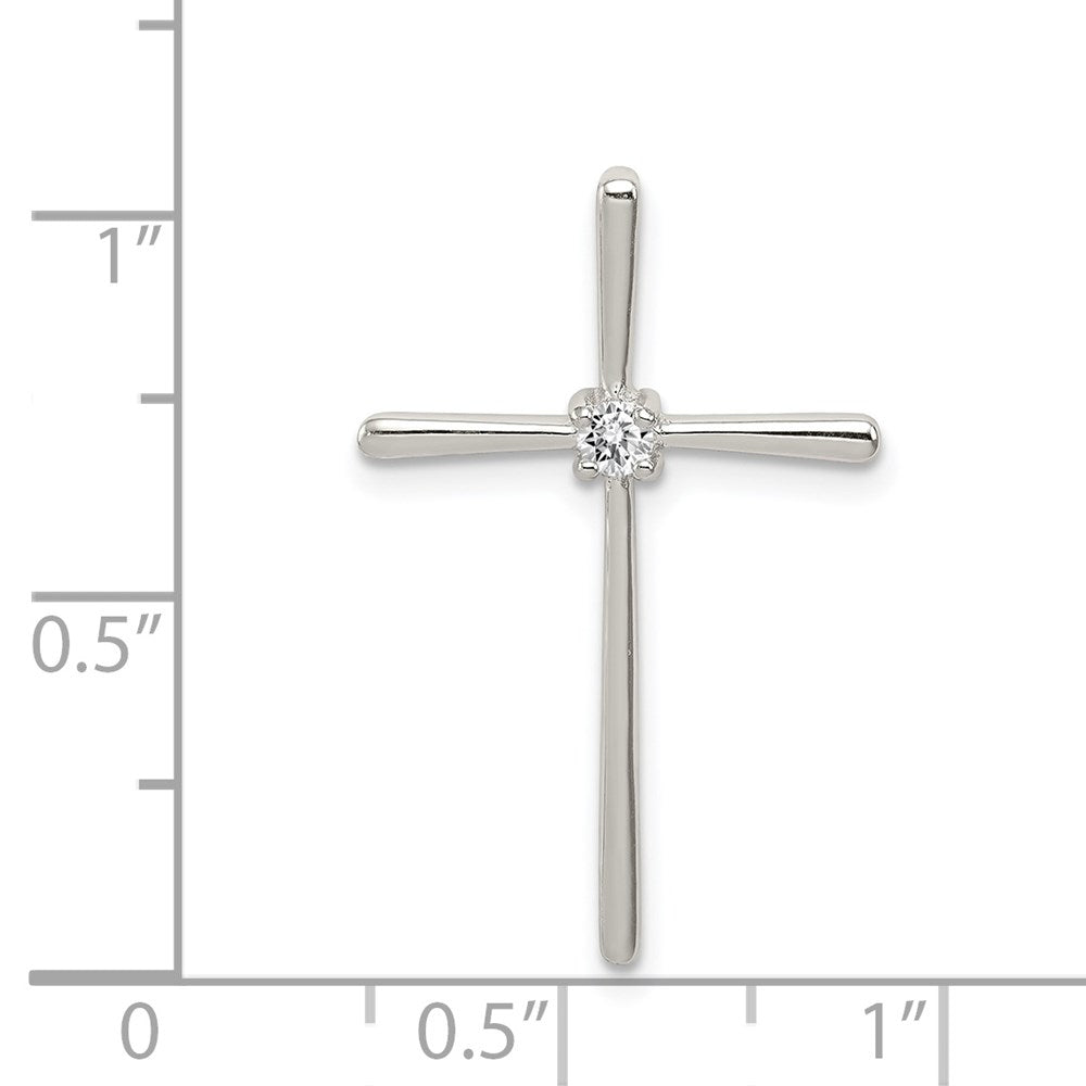 Sterling Silver Rhodium-plated CZ Cross Slide Pendant