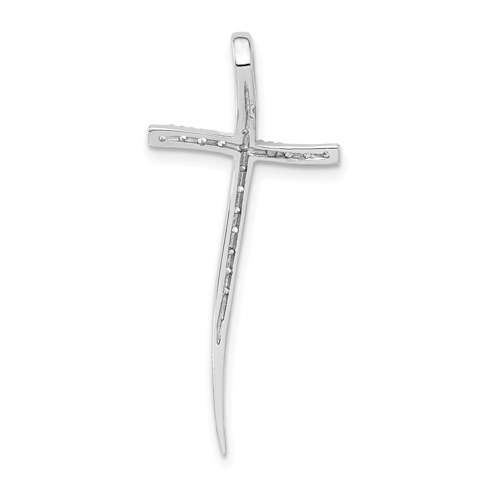 Sterling Silver Polished CZ Cross Pendant