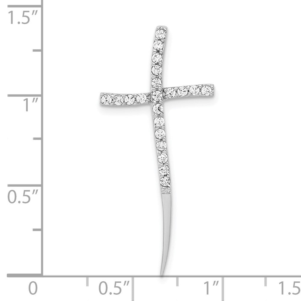 Sterling Silver Polished CZ Cross Pendant