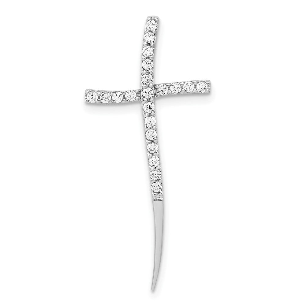 Sterling Silver Polished CZ Cross Pendant