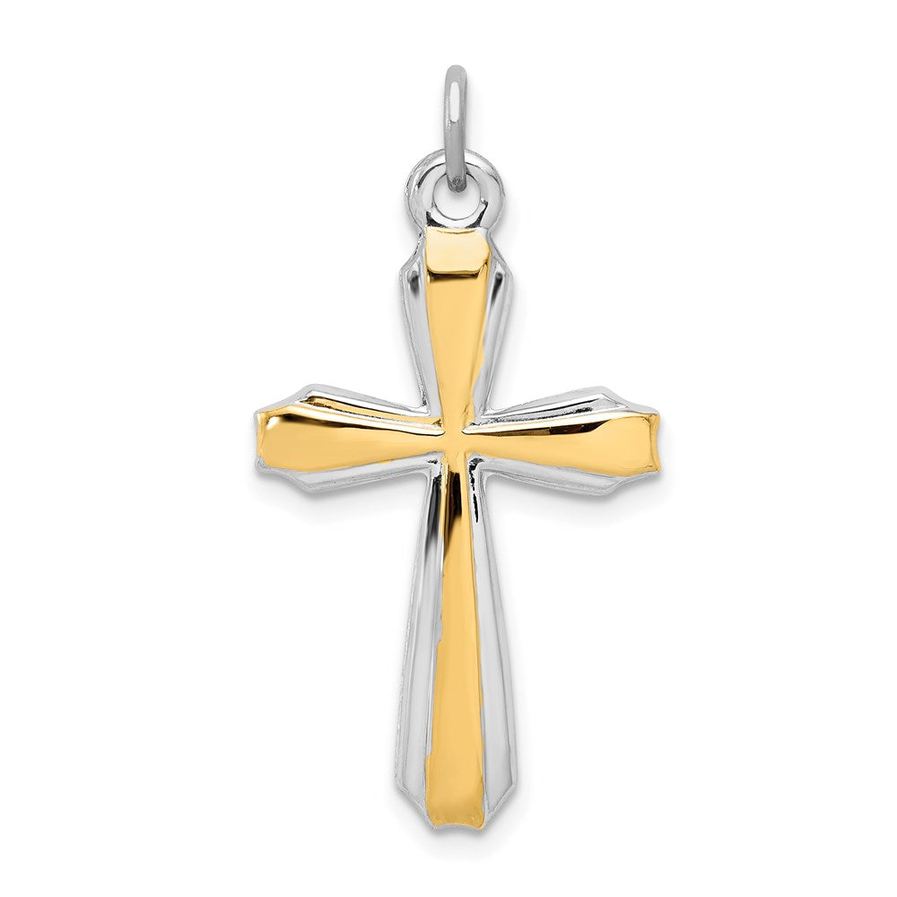 Sterling Silver Rhodium-plated & 18k Gold-plated Cross Pendant