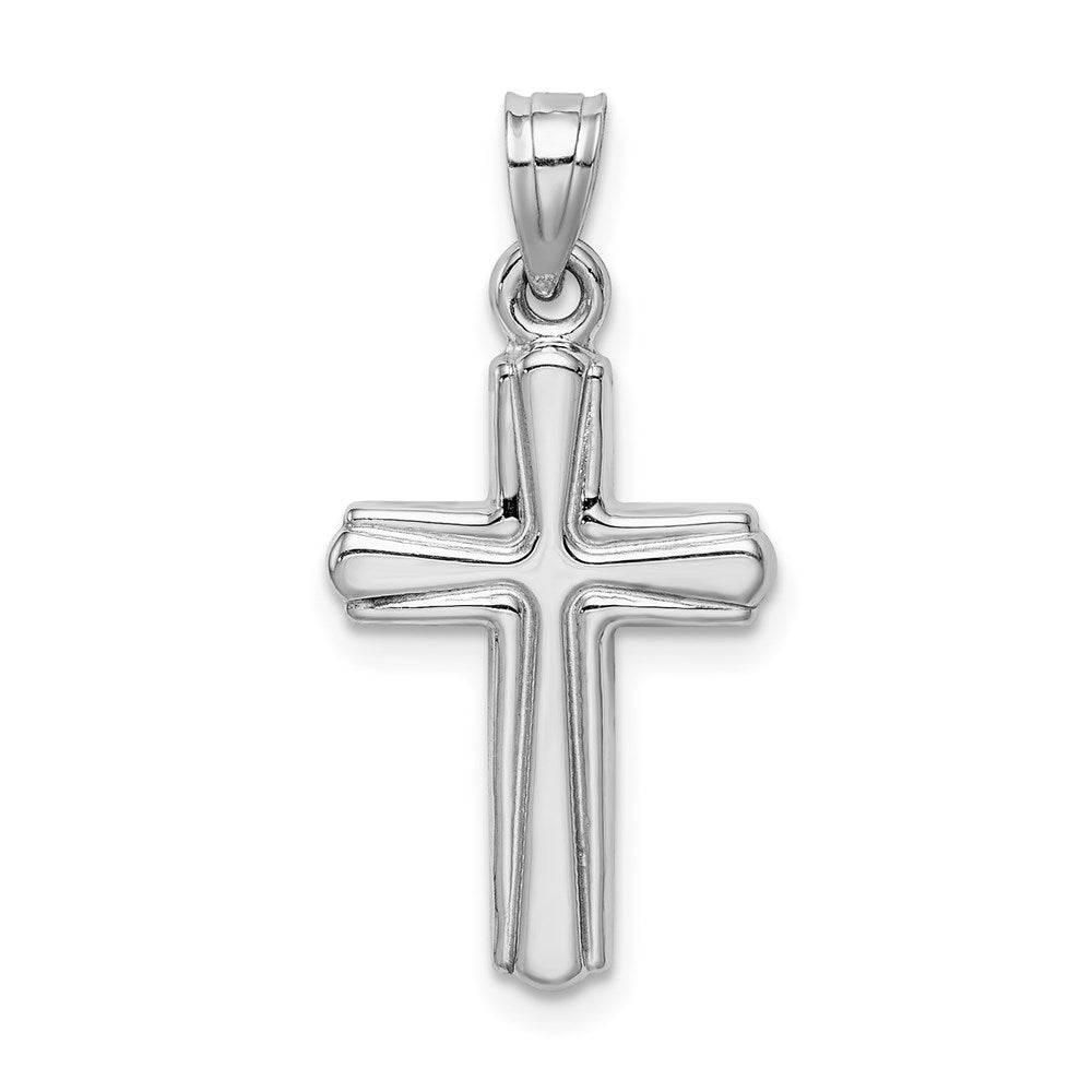 Sterling Silver Rhodium-plated Hollow Crucifix Pendant