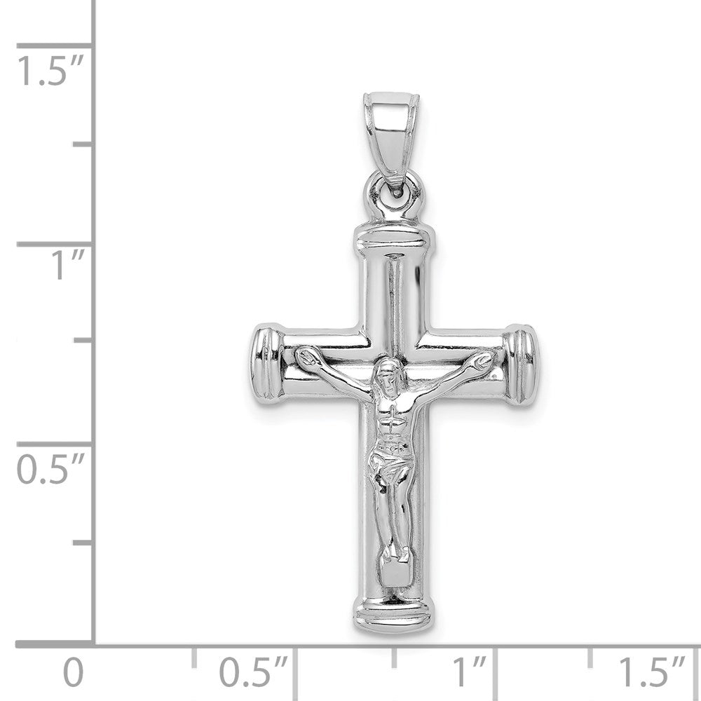 Sterling Silver Rhodium-plated Hollow Latin Crucifix Pendant