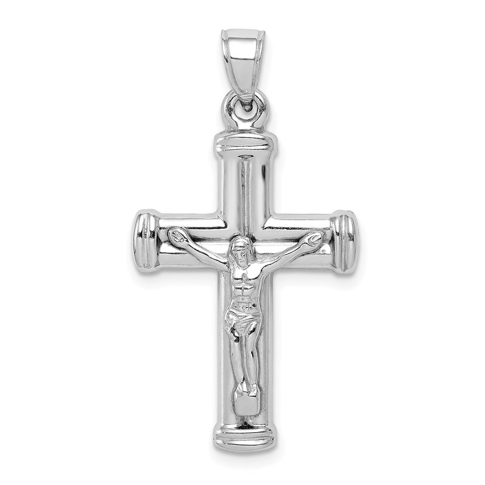 Sterling Silver Rhodium-plated Hollow Latin Crucifix Pendant