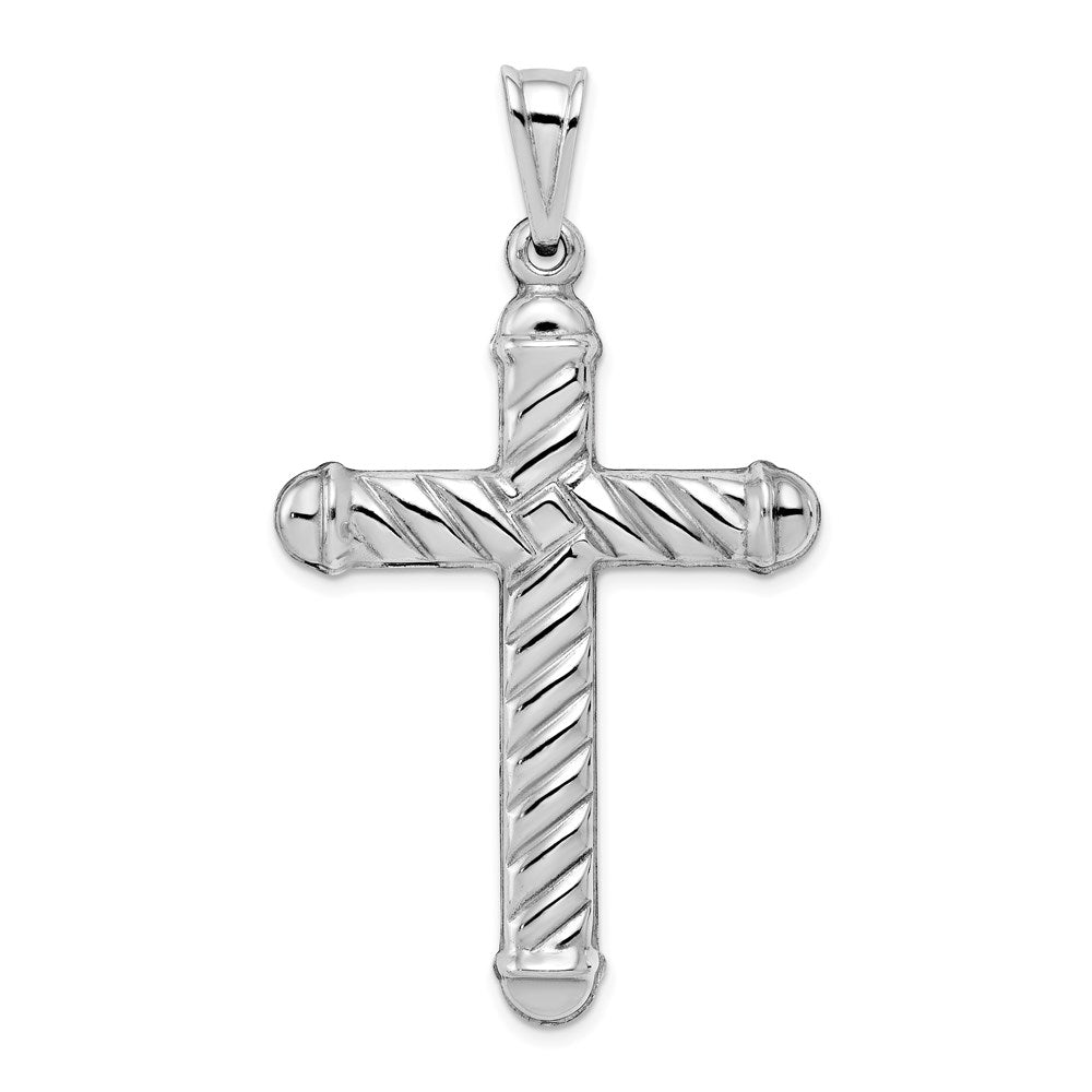 Sterling Silver Rhodium-plated Hollow Cross Pendant