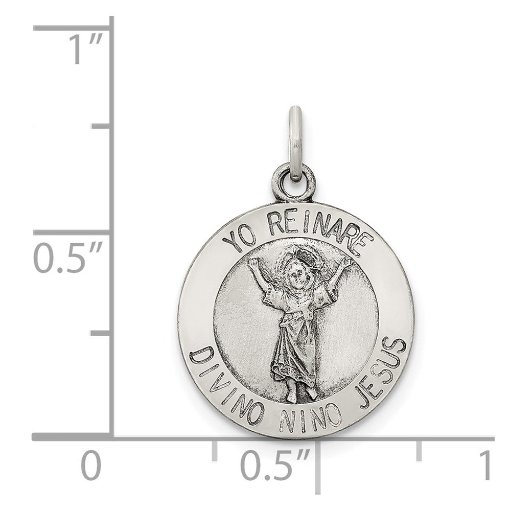 Sterling Silver Antiqued Divino Nino Medal (Divine Infant Jesus)