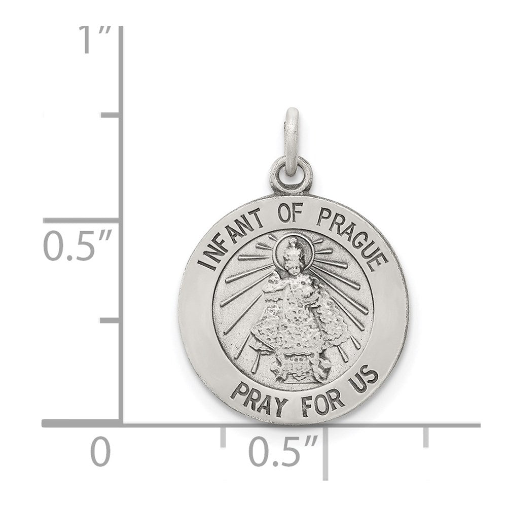 Sterling Silver Antiqued Infant of Prague Medal