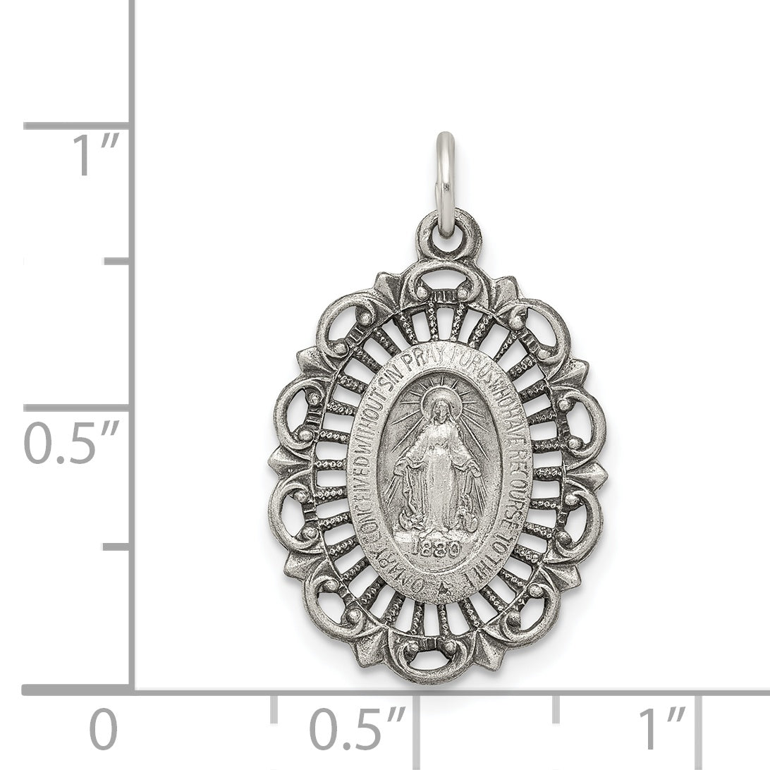 Sterling Silver Antiqued Miraculous Medal QC5509