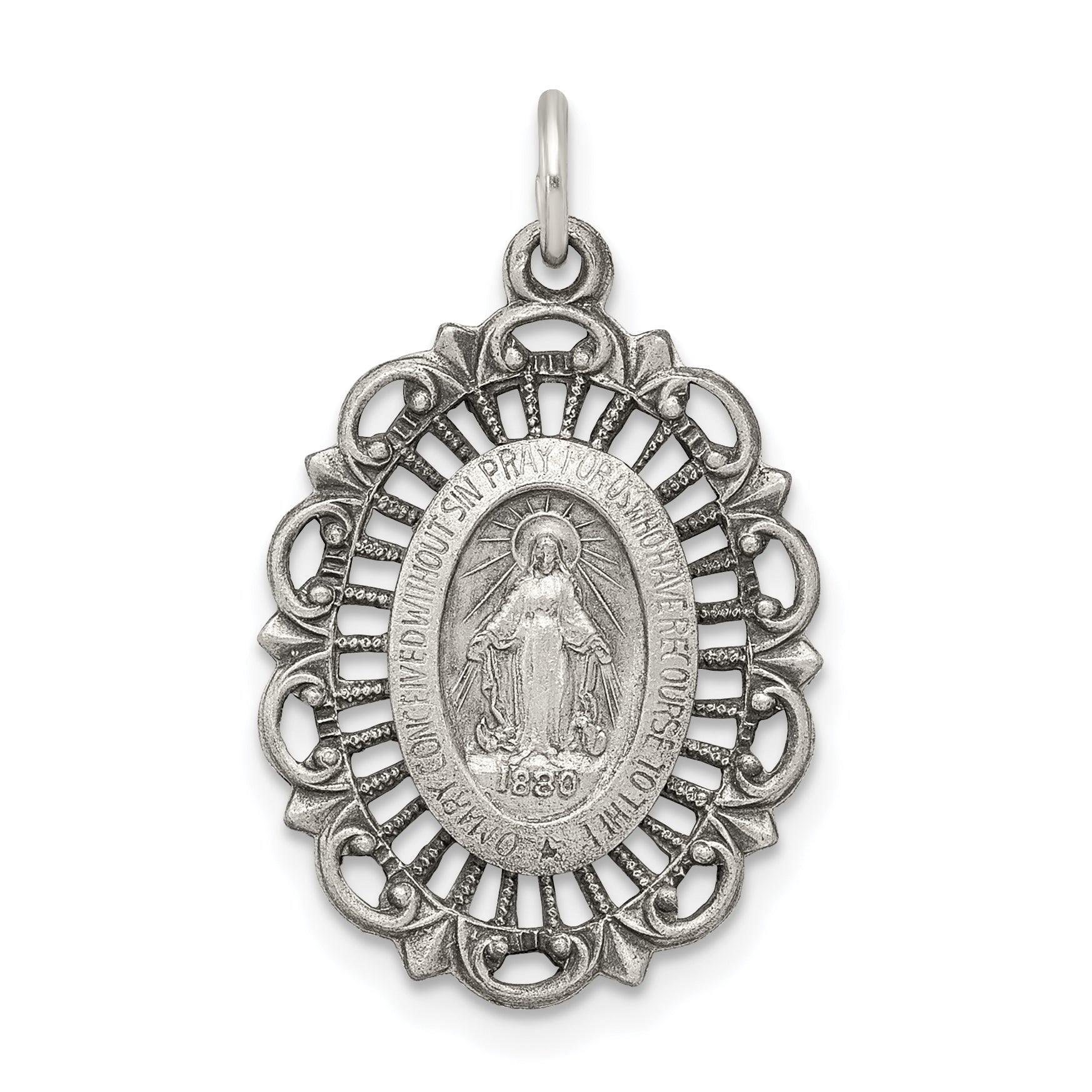 Sterling Silver Antiqued Miraculous Medal QC5509