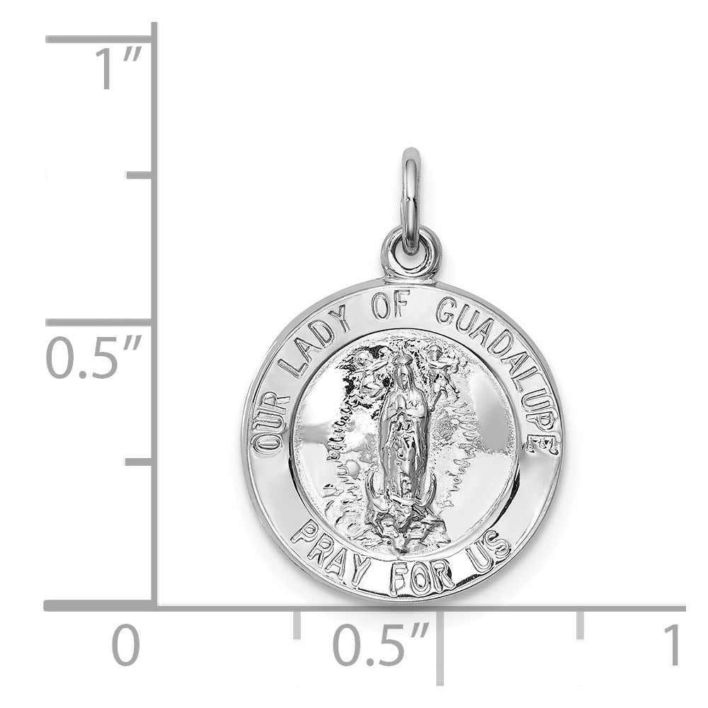 Sterling Silver Rhodium-plated Our Lady of Guadalupe Medal