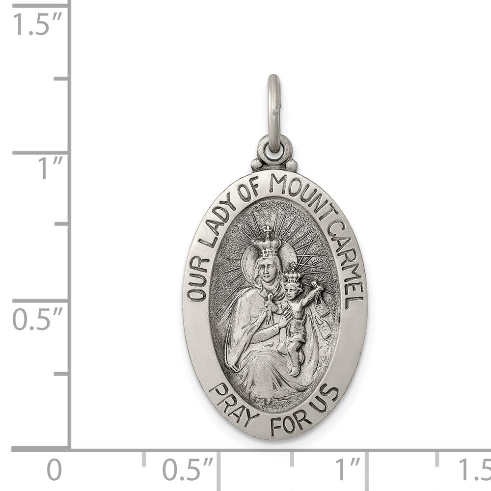 Sterling Silver Antiqued Our Lady of Mount Carmel Medal