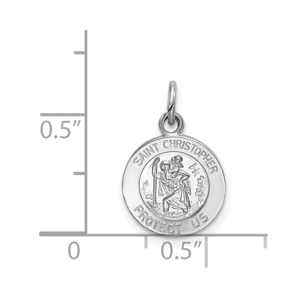 Sterling Silver Rhodium-plated Saint Christopher Medal