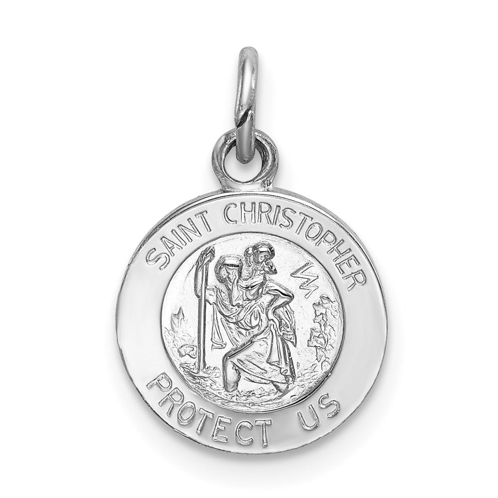 Sterling Silver Rhodium-plated Saint Christopher Medal