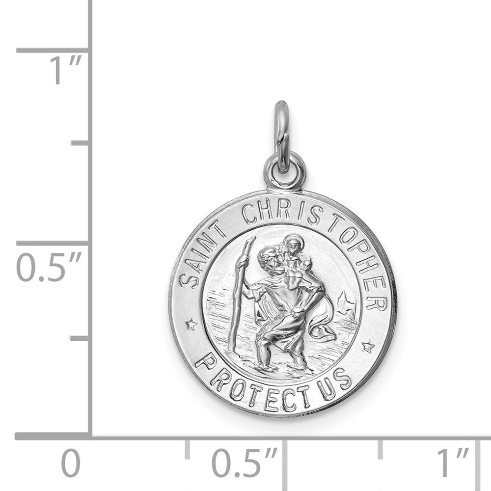 Sterling Silver Rhodium-plated Saint Christopher Medal