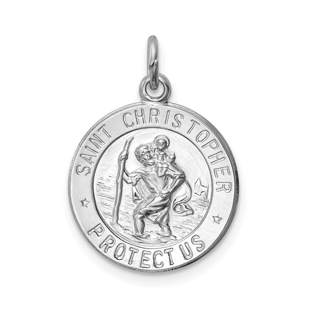 Sterling Silver Rhodium-plated Saint Christopher Medal