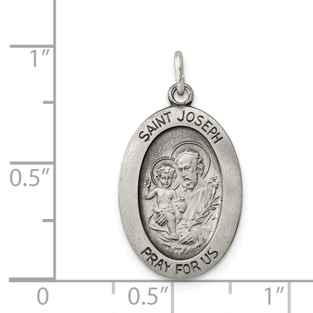 Sterling Silver Antiqued Saint Joseph Medal