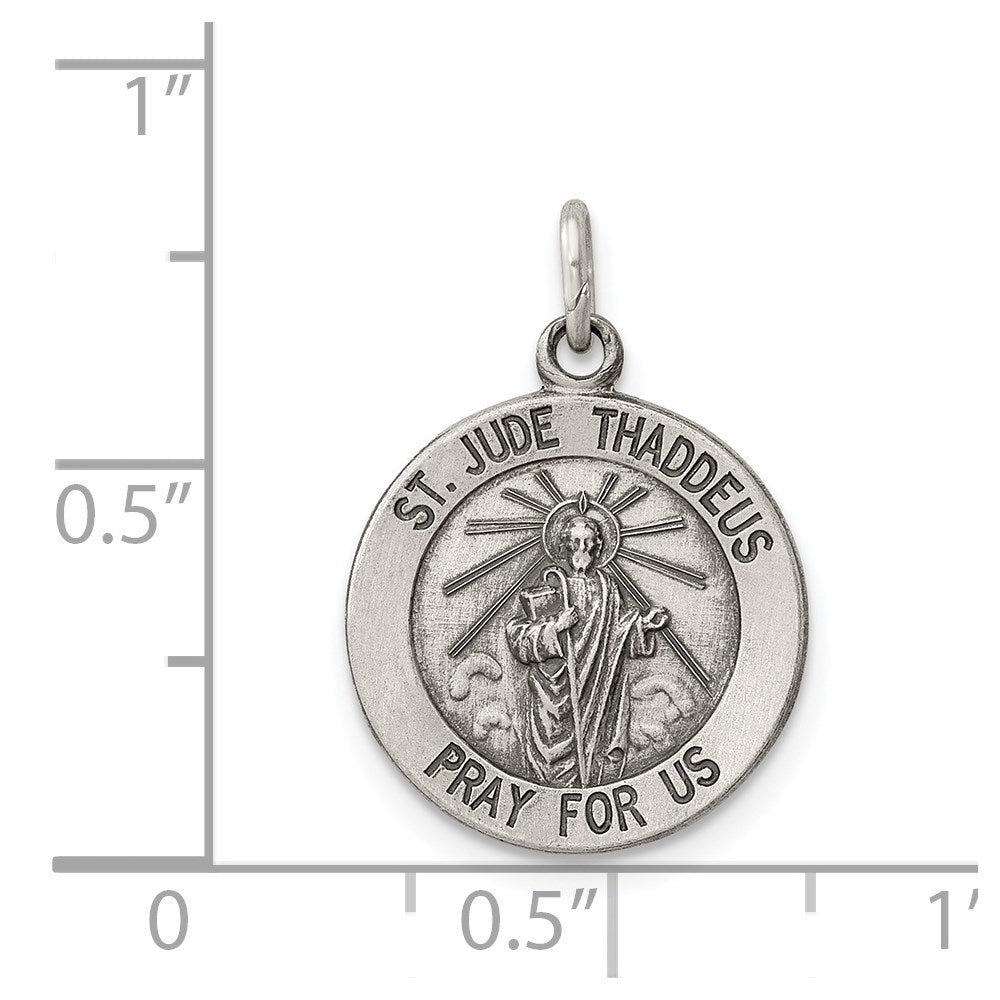 Sterling Silver Antiqued Saint Jude Thaddeus Medal