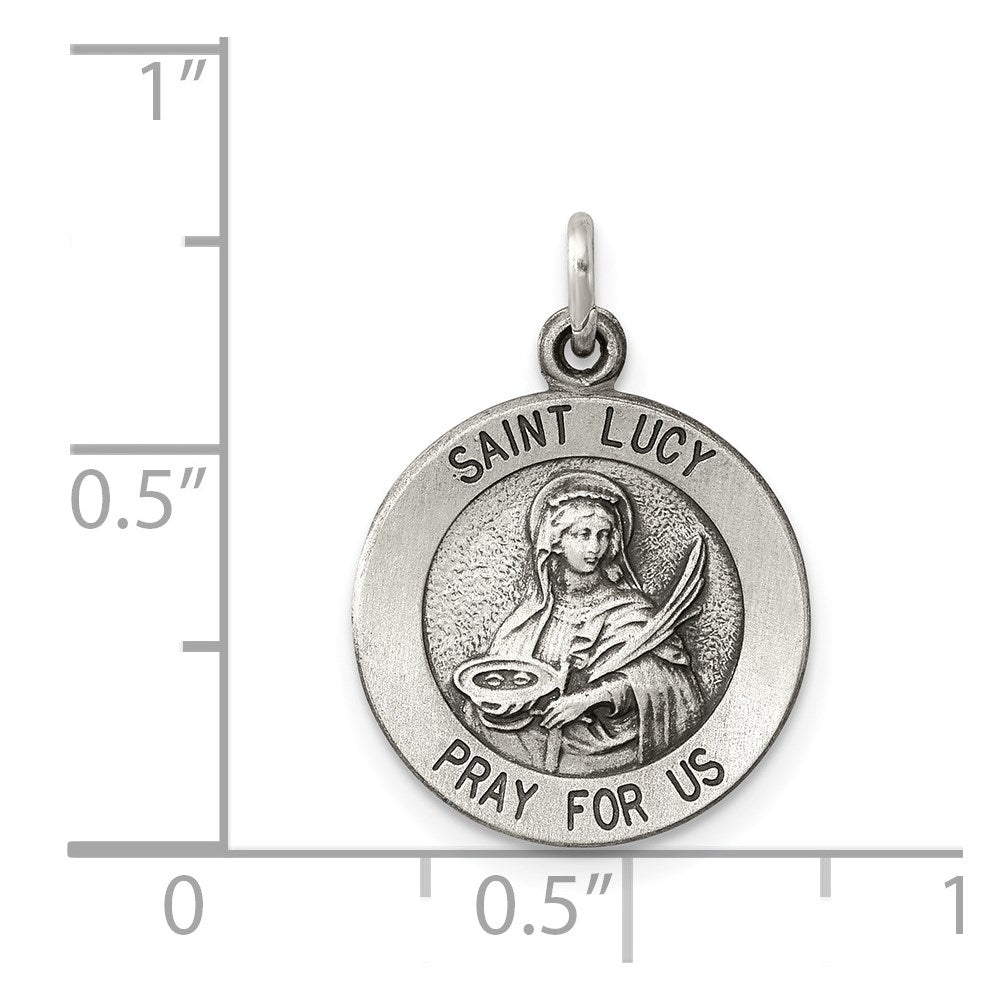 Sterling Silver Antiqued Saint Lucy Medal