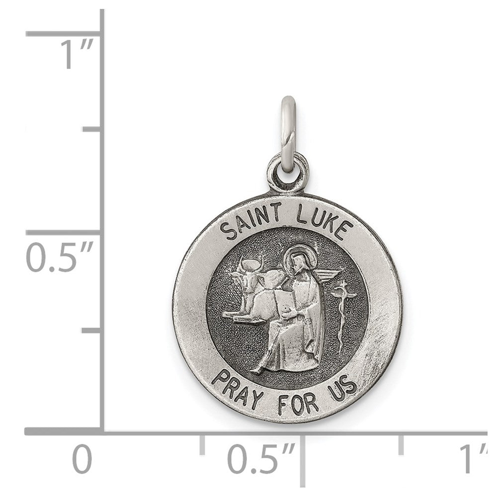 Sterling Silver Antiqued Saint Luke Medal