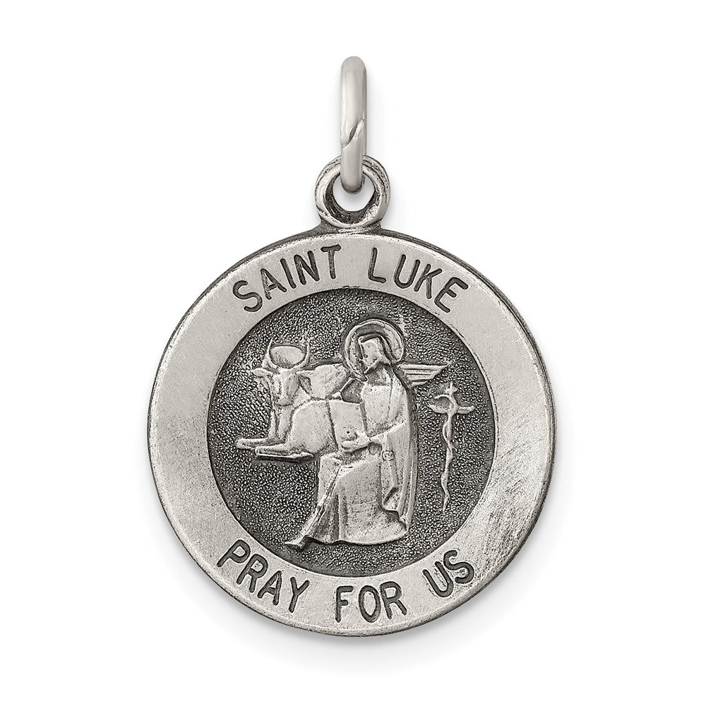 Sterling Silver Antiqued Saint Luke Medal