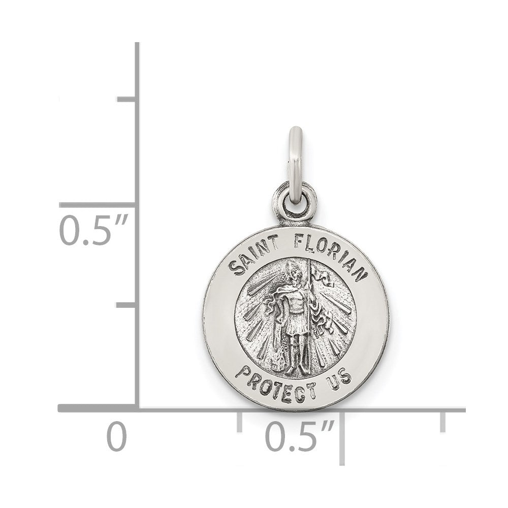 Sterling Silver Antiqued Saint Florian Medal