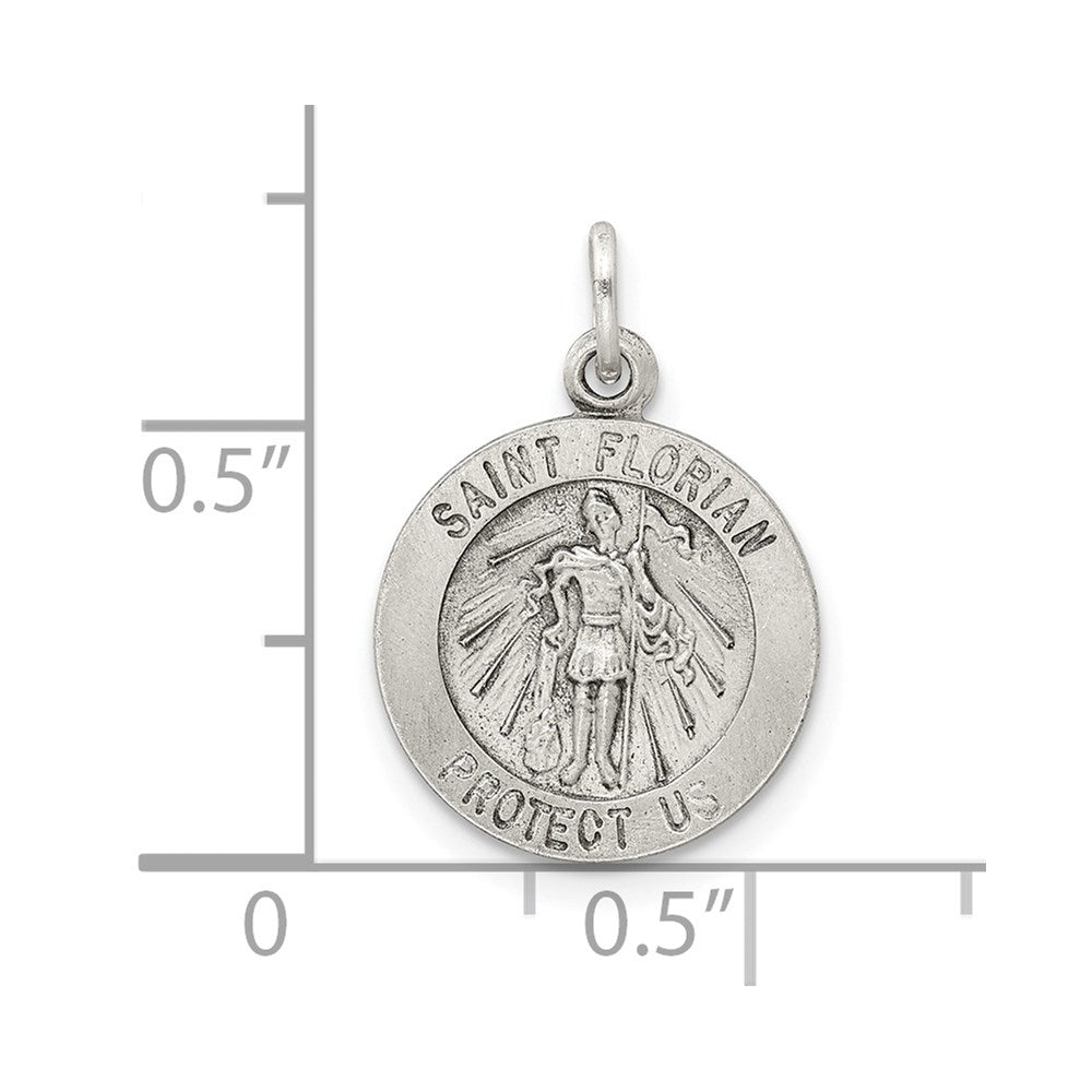 Sterling Silver Antiqued Saint Florian Medal