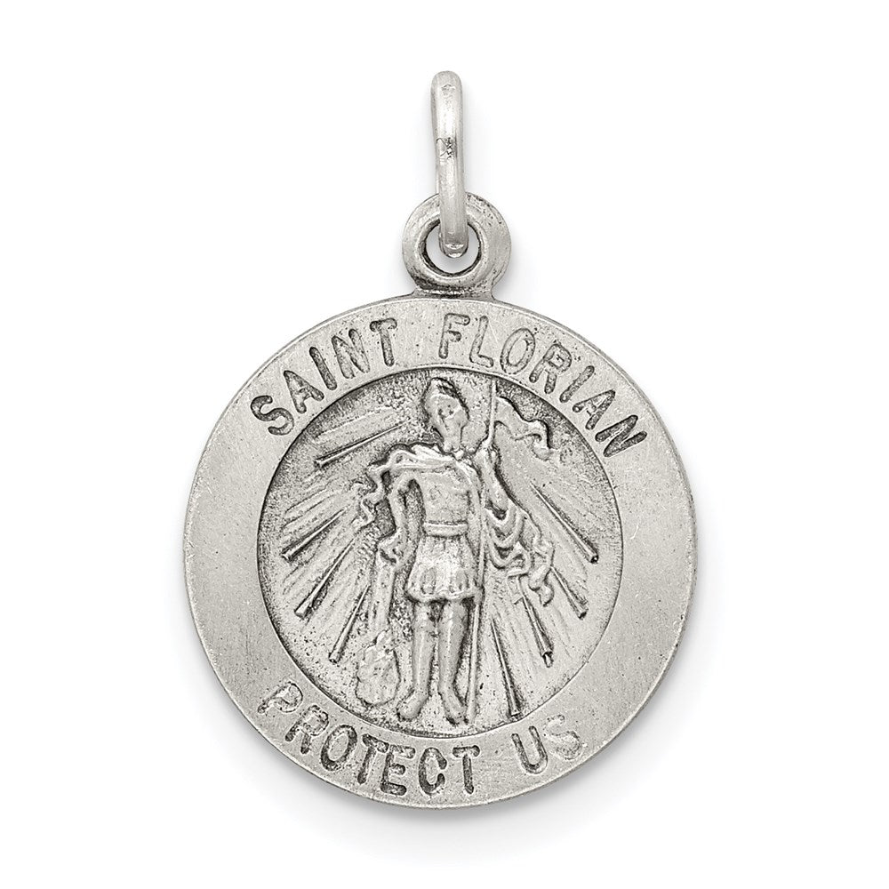 Sterling Silver Antiqued Saint Florian Medal