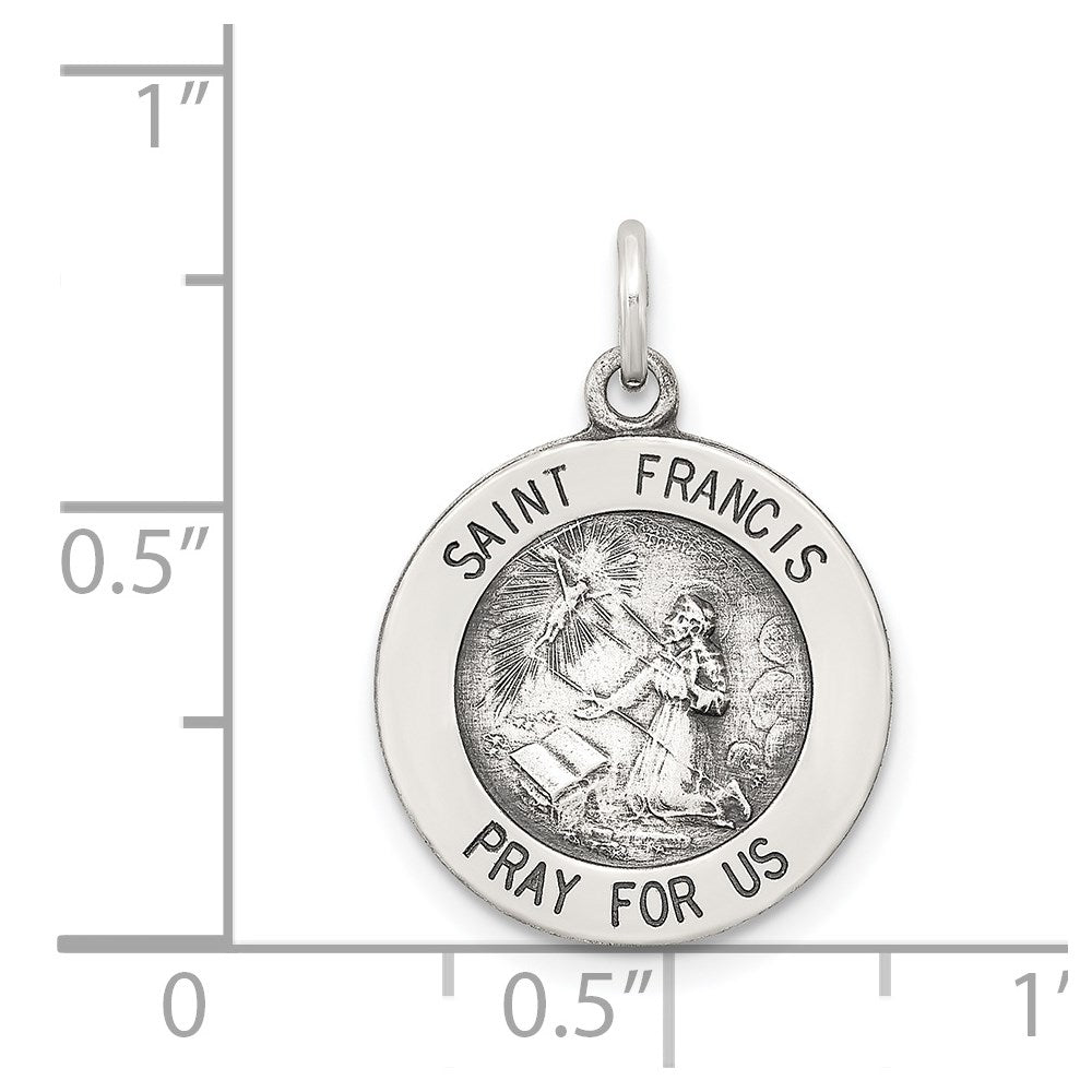 Sterling Silver Antiqued Saint Francis Medal