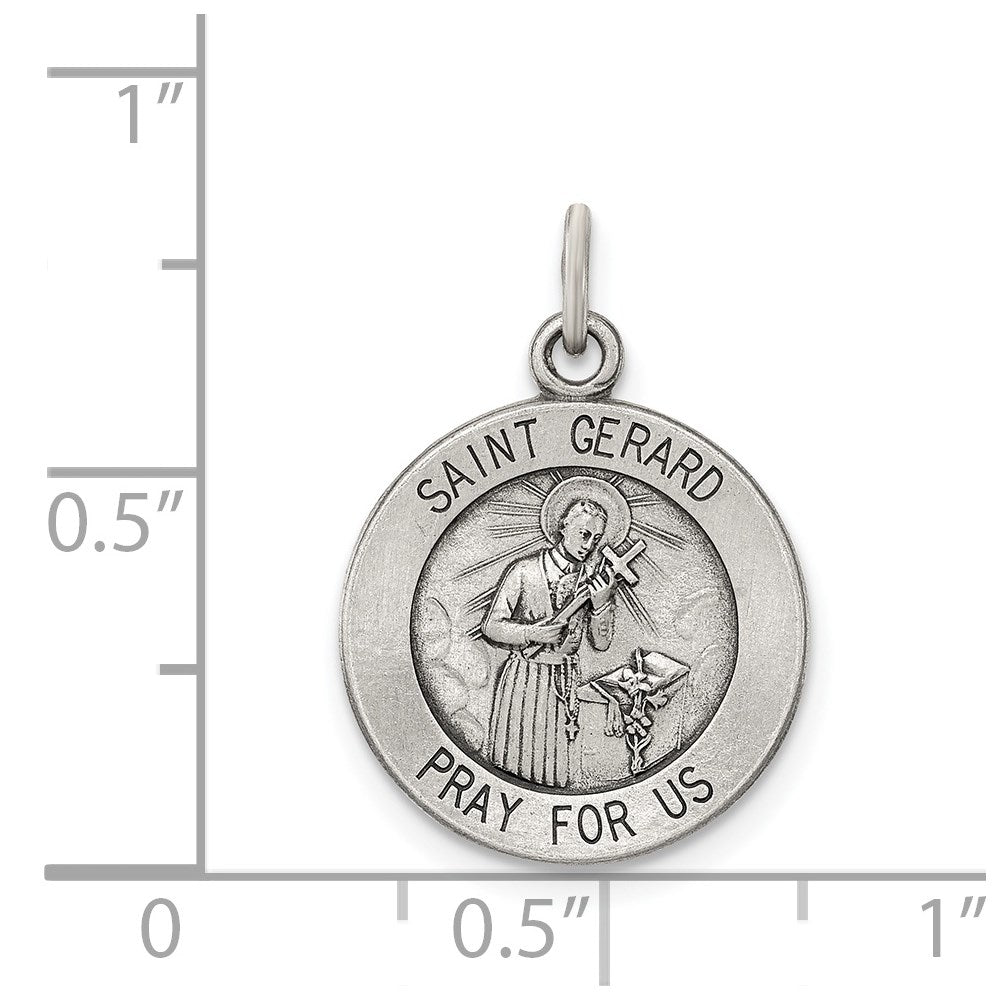 Sterling Silver Antiqued Saint Gerard Medal