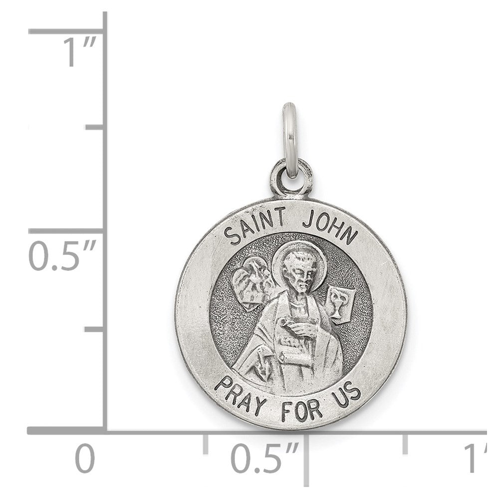 Sterling Silver Antiqued Saint John Medal