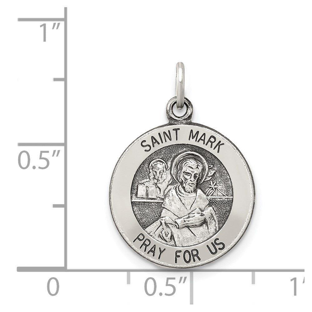 Sterling Silver Antiqued Saint Mark Medal