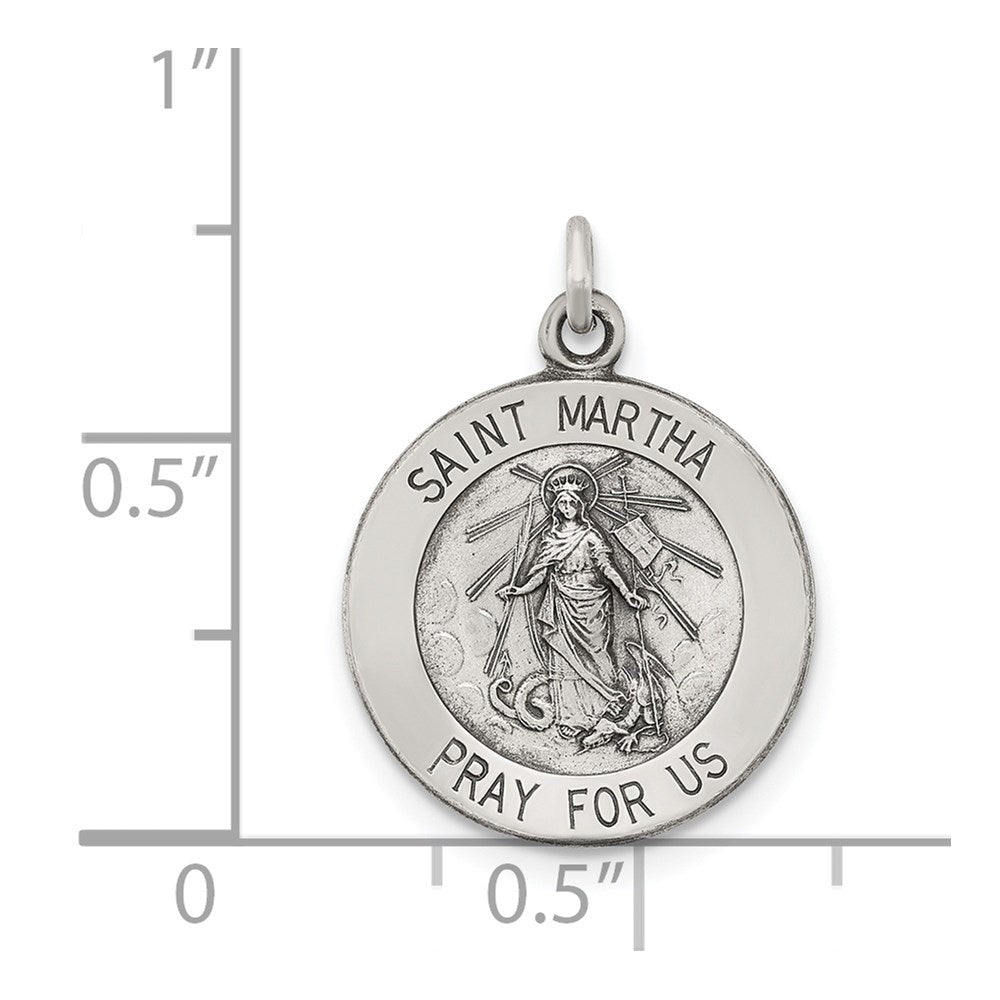 Sterling Silver Antiqued Saint Martha Medal