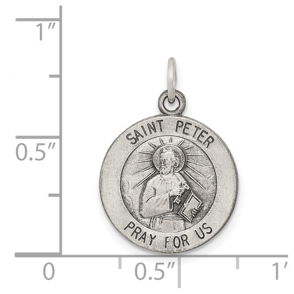 Sterling Silver Antiqued Saint Peter Medal