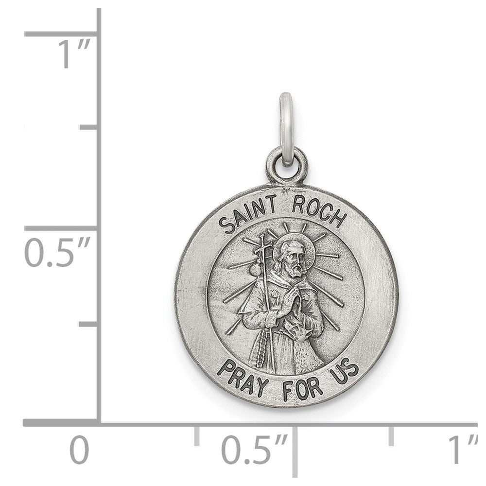 Sterling Silver Antiqued Saint Roch Medal