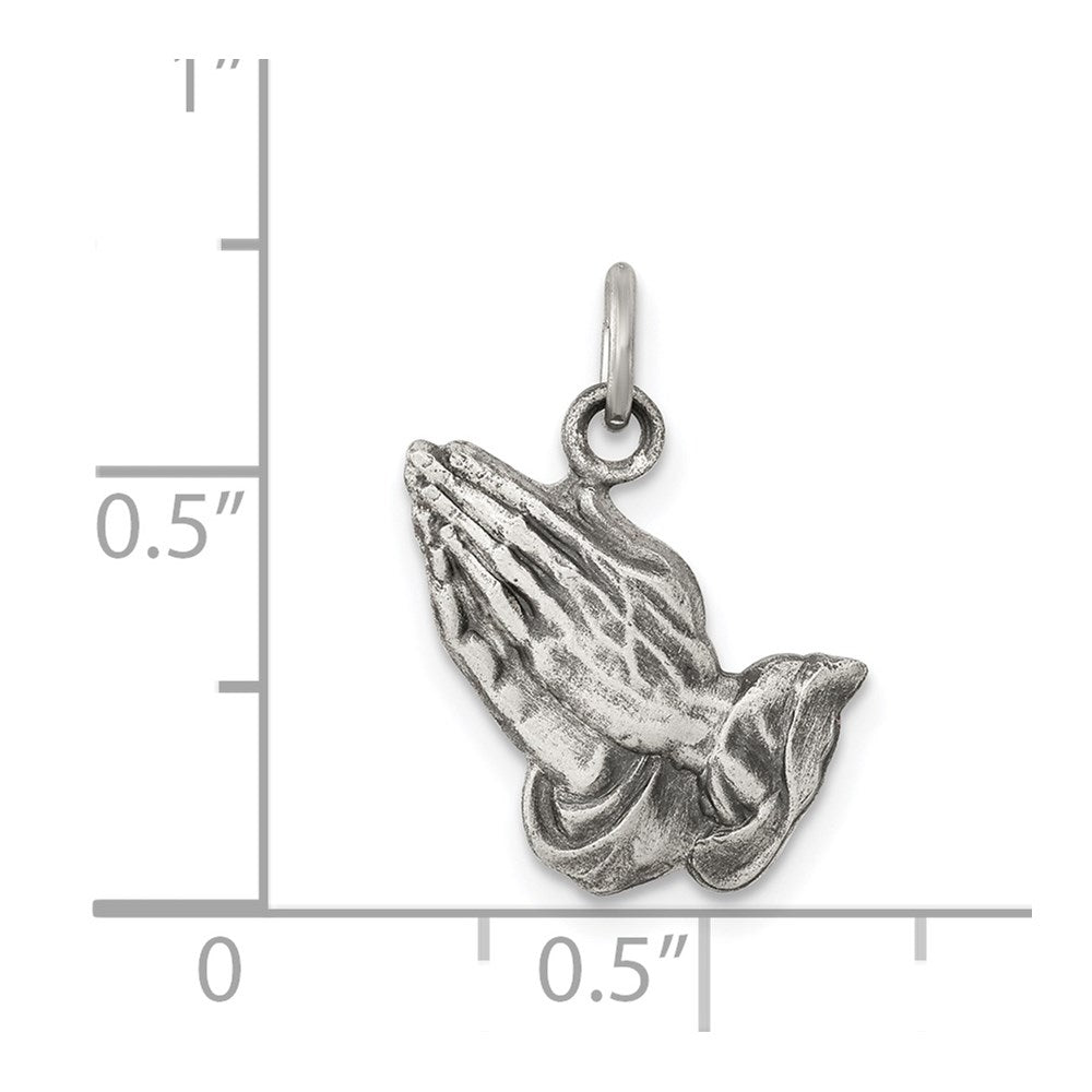 Sterling Silver Antiqued Praying Hands Charm