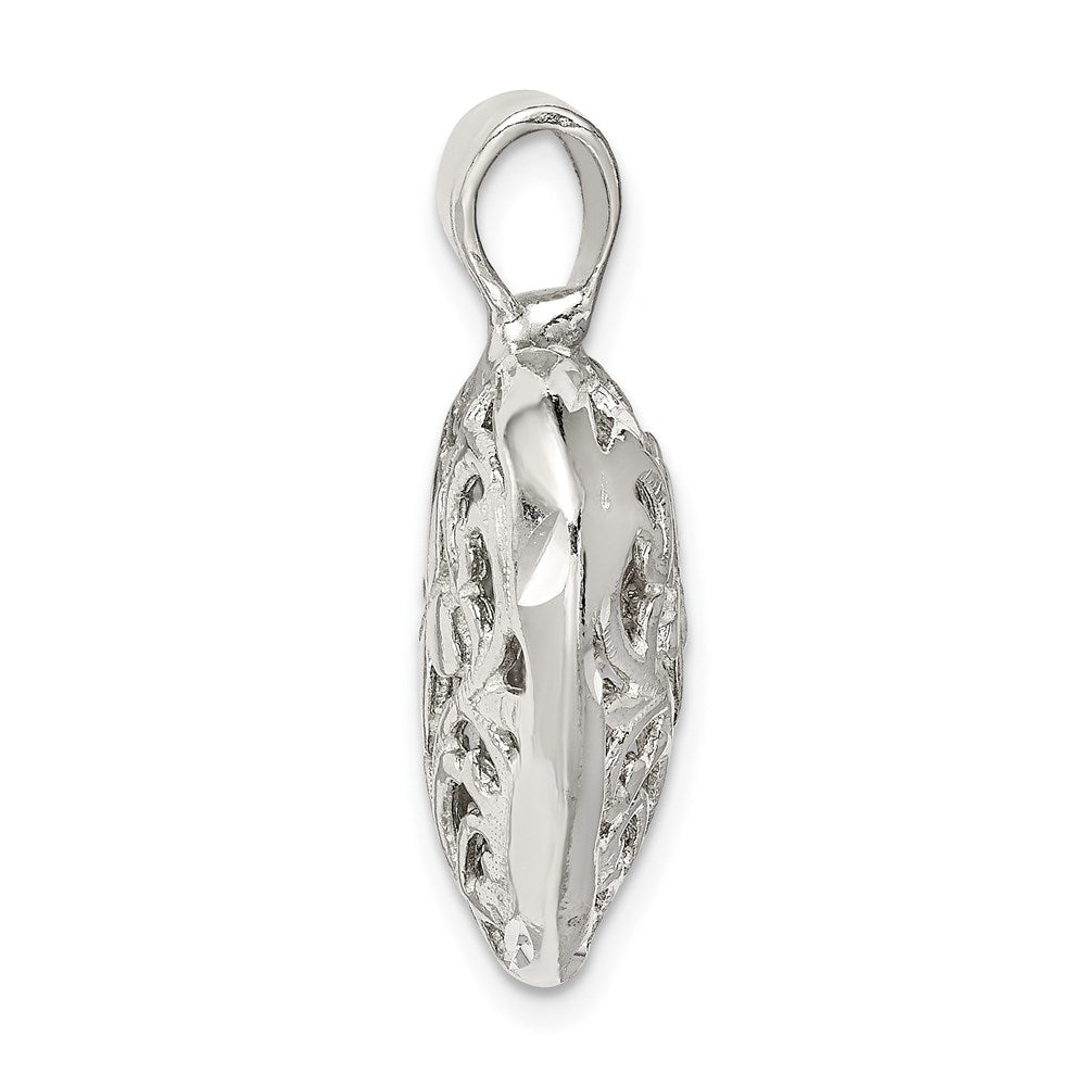 Sterling Silver Filigree Floral Heart Pendant