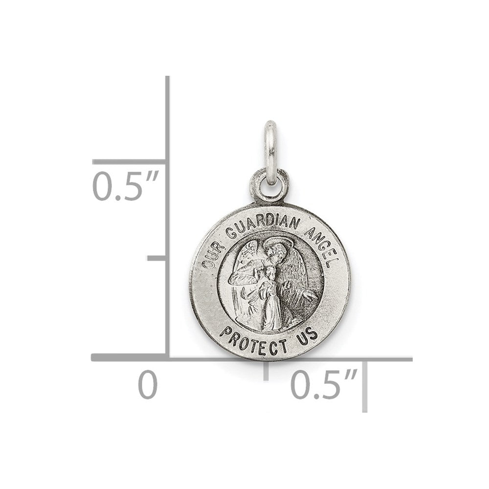 Sterling Silver Antiqued Guardian Angel Medal