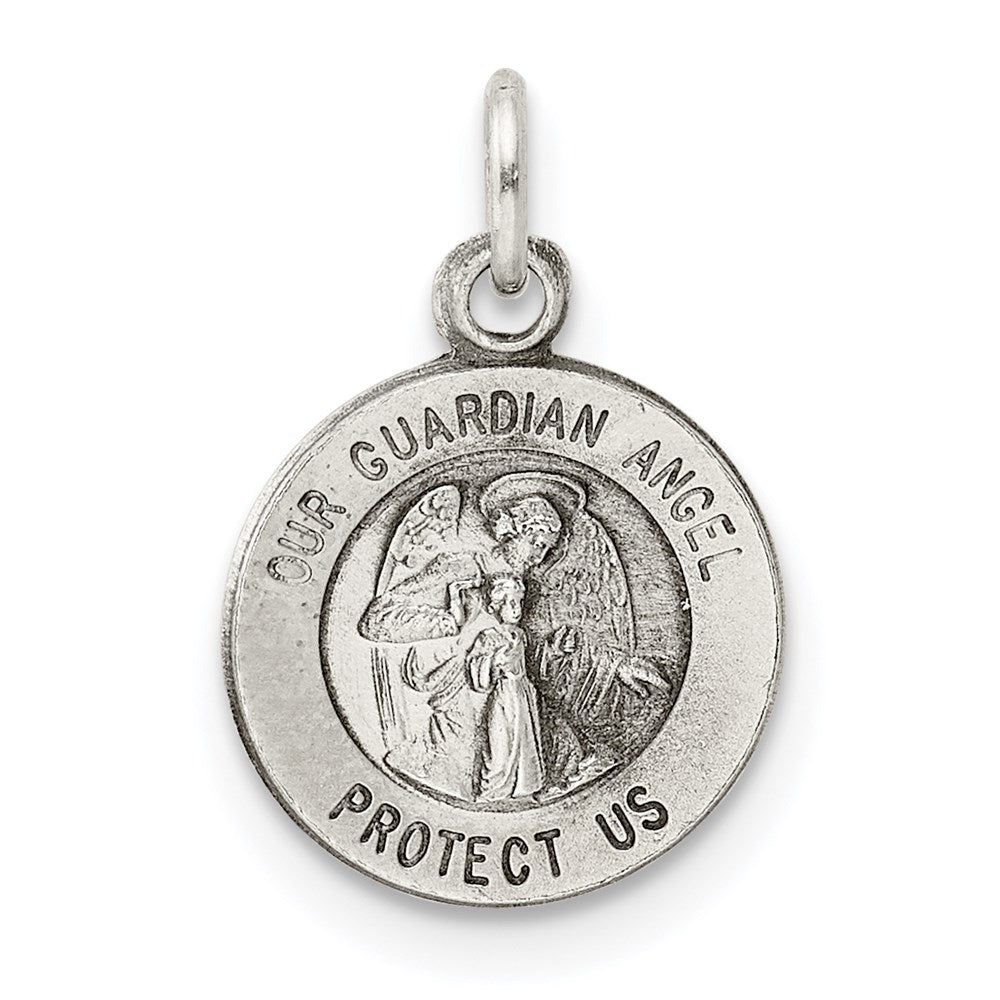 Sterling Silver Antiqued Guardian Angel Medal