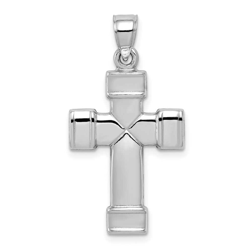 Sterling Silver Rhodium-plated Hollow Reversible Cross Pendant