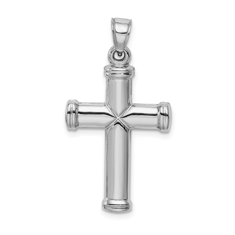 Sterling Silver Rhodium-plated Hollow Reversible Cross Pendant