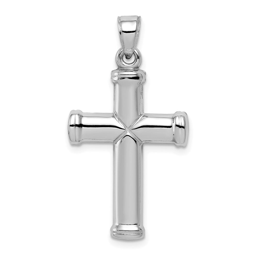 Sterling Silver Rhodium-plated Hollow Reversible Cross Pendant