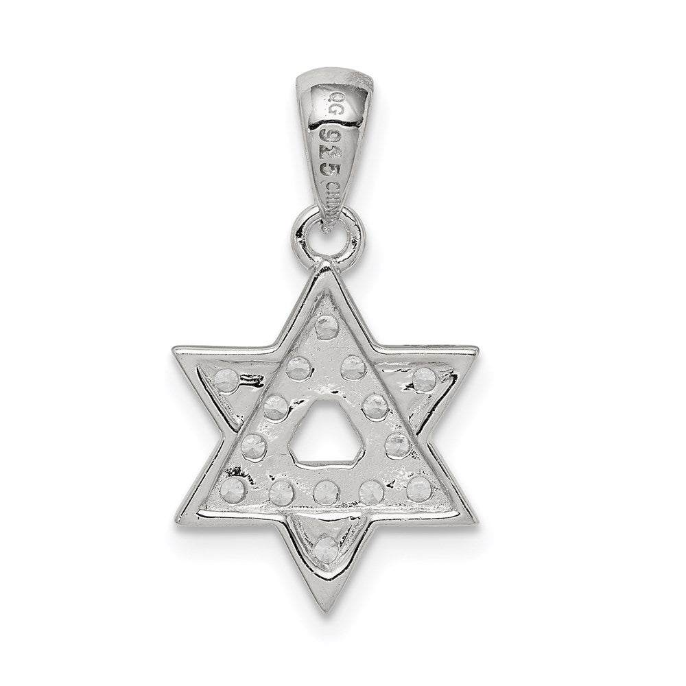 Sterling Silver Rhodium-plated CZ Star of David Pendant