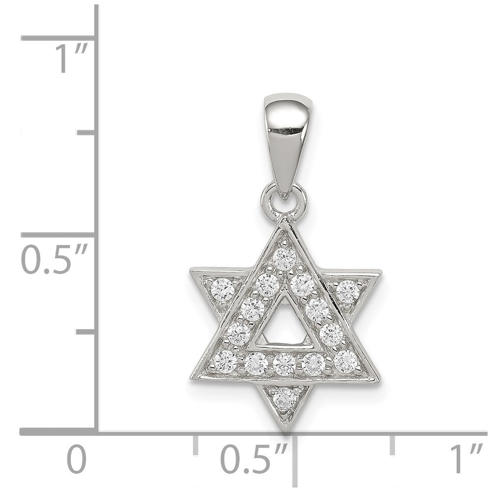 Sterling Silver Rhodium-plated CZ Star of David Pendant