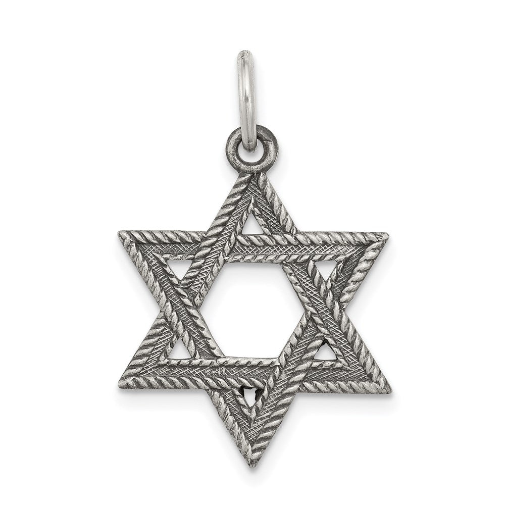 Sterling Silver Antiqued Star of David Pendant