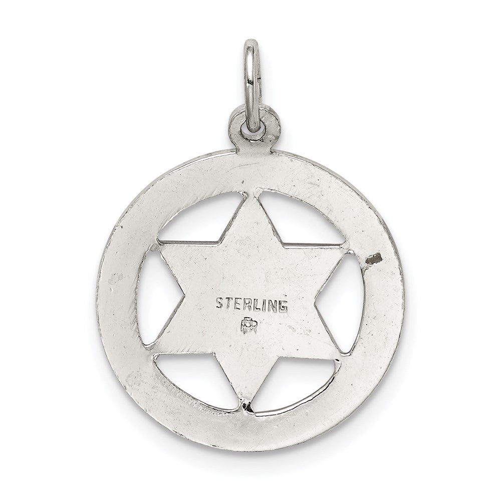 Sterling Silver Star of David Disc Charm