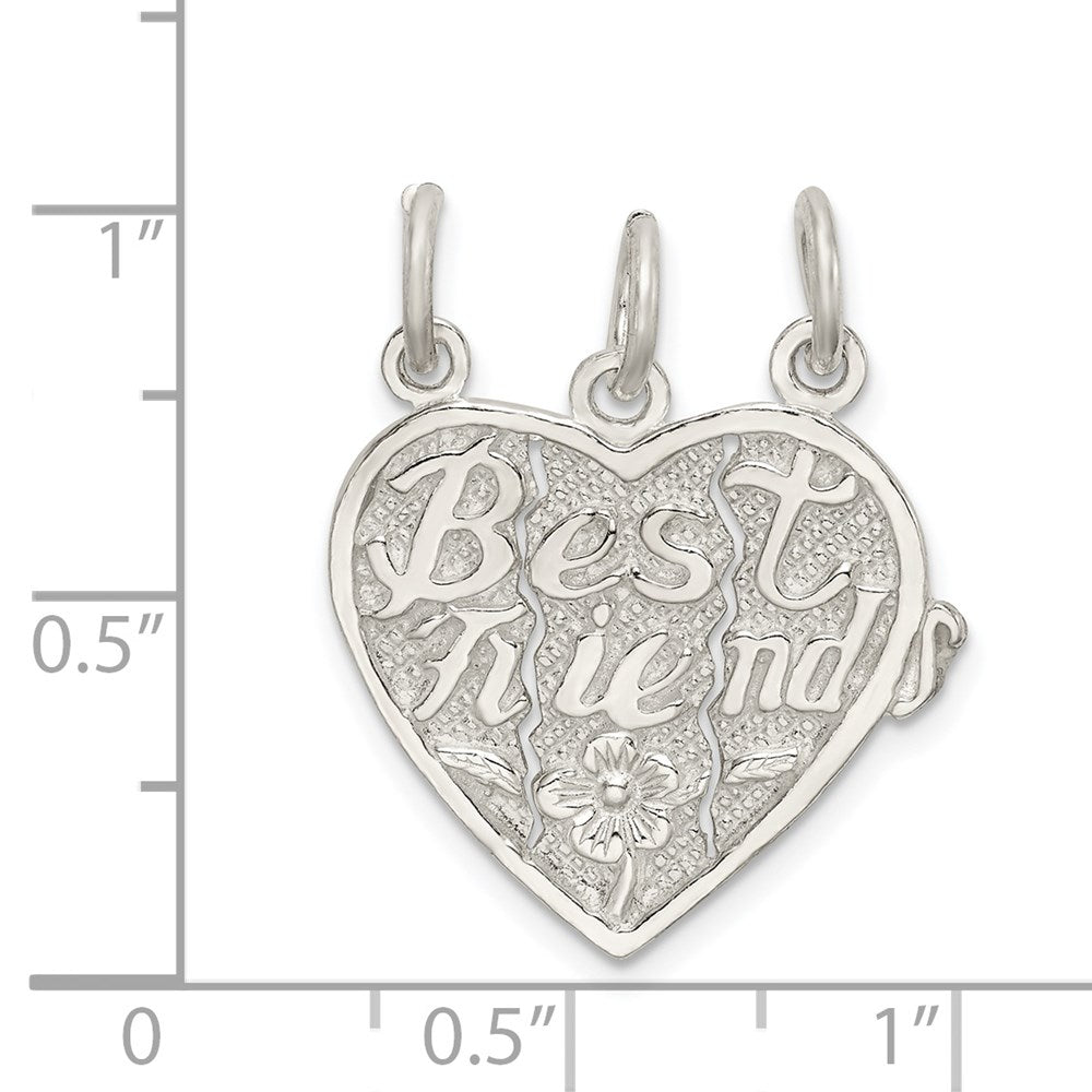 Sterling Silver Best Friends 3-piece break apart Heart Charm