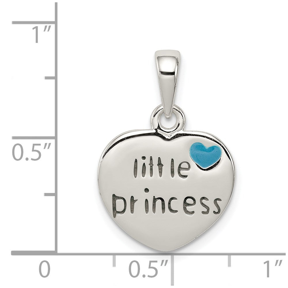 Sterling Silver Enameled Little Princess Heart Pendant