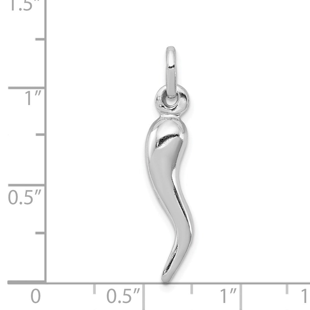 Sterling Silver Rhodium-plated Italian Horn Charm